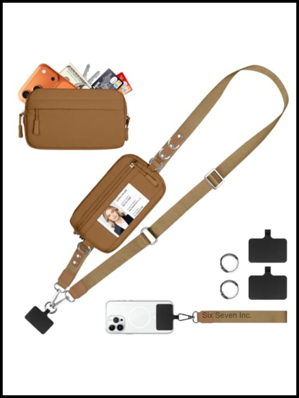 RFID Phone Lanyard Crossbody Strap with Detachable Wristlet Wallet Adjustable